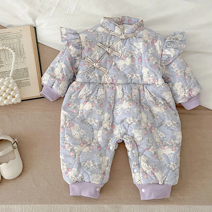 Infant Baby Girls Long Sleeve Cotton Jumpsuit