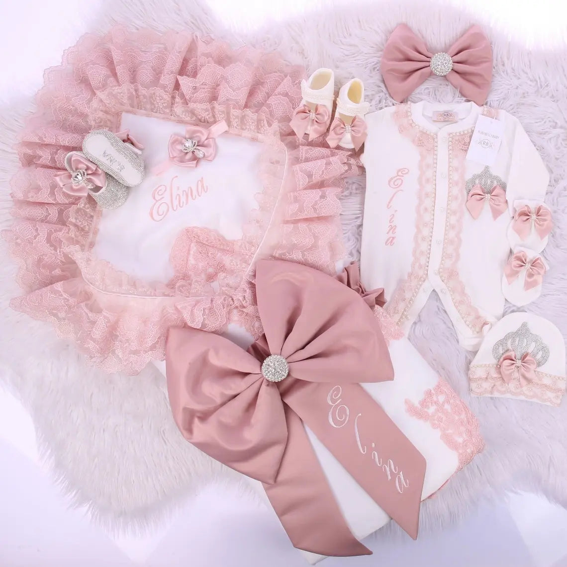 5 Pcs Girl/Boy Hospital Exit Newborn Bling Outfits