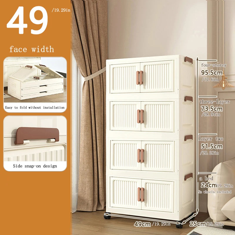 Foldable Plastic Storage Cabinet, Easy Assembly