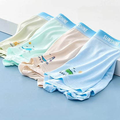4PCS Teen Boys Mesh Breathable Young Children Underwear