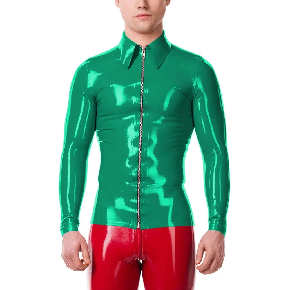 Mens Fashion Zipper Long Sleeve Jacket Turn-down Collar