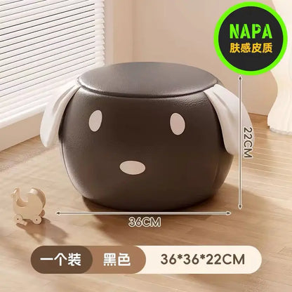 Puppy Stool Round Faux Leather Stool