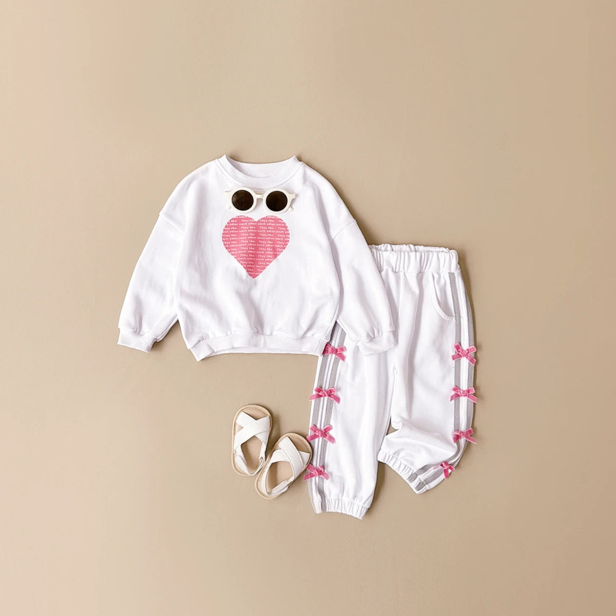 Love Sweatshirt Long Sleeve +Bow Pants