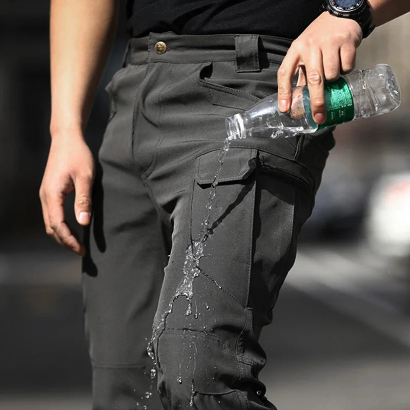 Men Fashion Cargo Pants Solid Color Multi-Pockets
