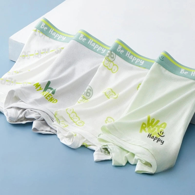 4PCS Teen Boys Mesh Breathable Antibacterial Underwear