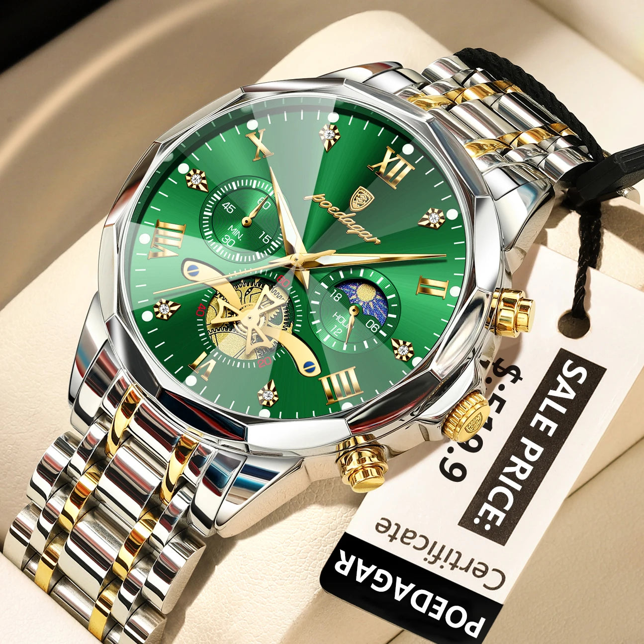 POEDAGAR Luxury Watch Top Original Waterproof Chronograph
