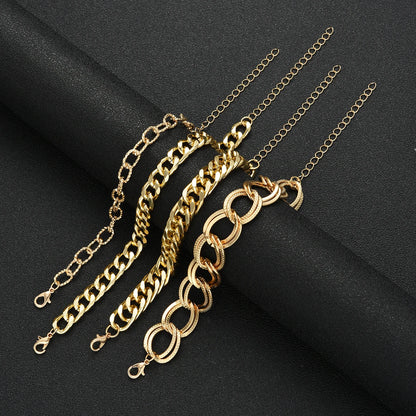 4pcs/Set Minimalist Punk Metal Chunky Chain Bracelet