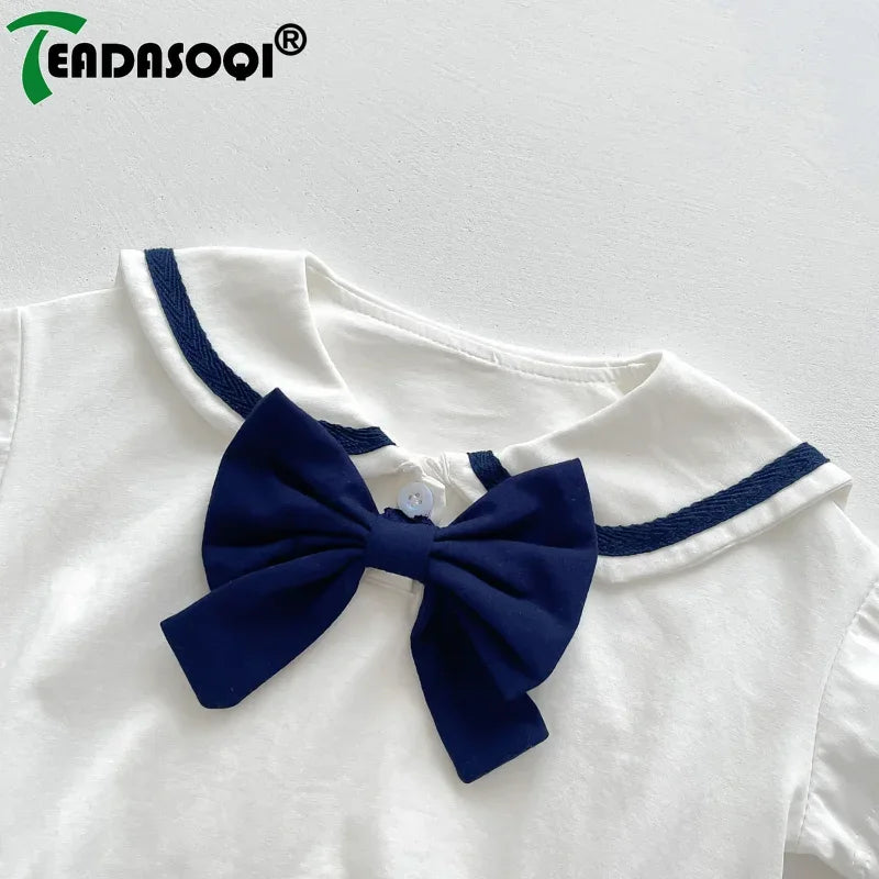Baby Girls Rompers Sailor Collar Bodysuits