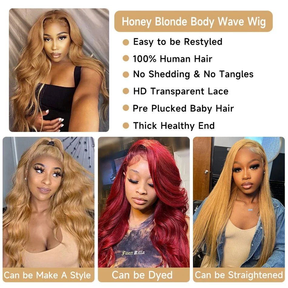 Honey Blonde Body Wave Lace Frontal Wig
