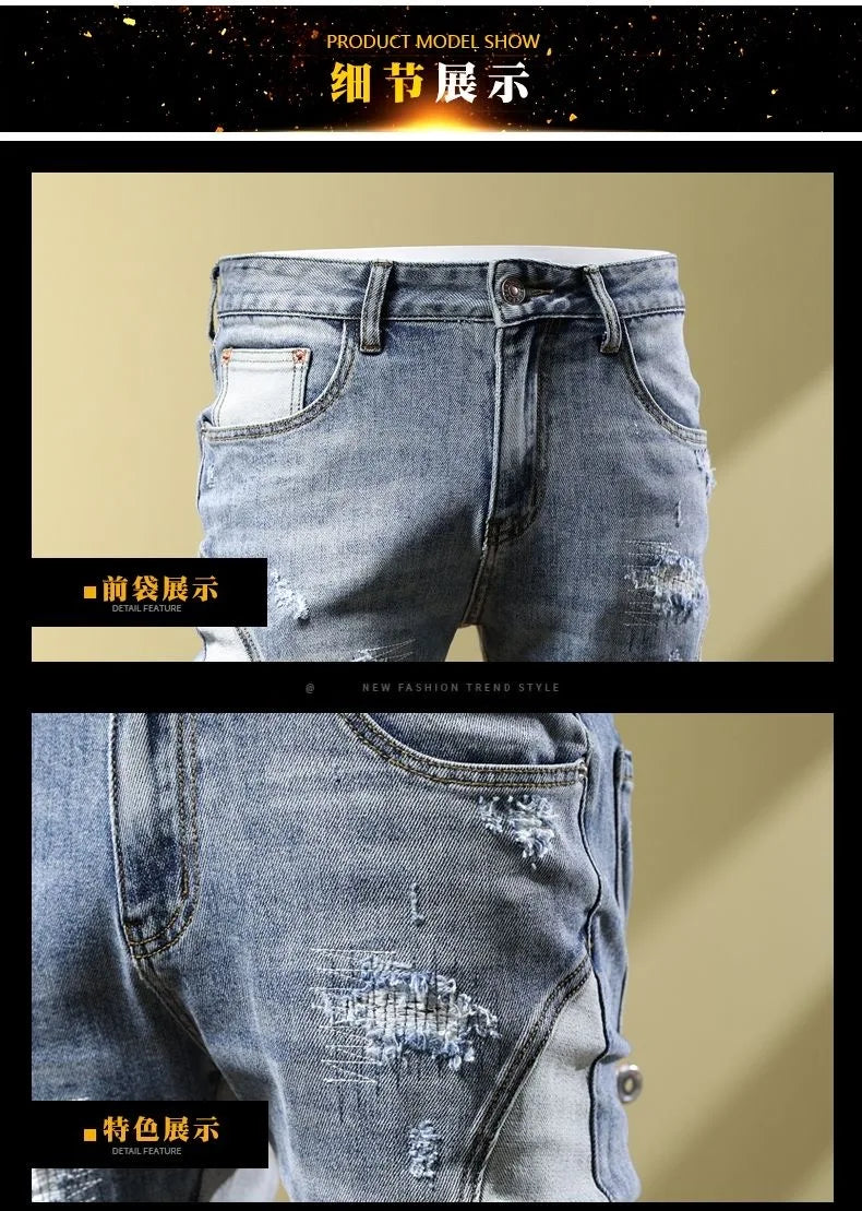 Ripped Stretch Jeans Men's Casual Slim Comfortable