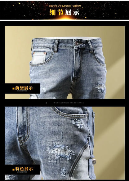 Ripped Stretch Jeans Men's Casual Slim Comfortable
