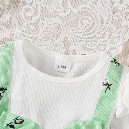 2pc Baby Girl Broken Flowers Big Bow Princess Dress