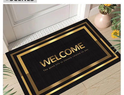 Gold Stripes Decorations Door Entry Carpet House