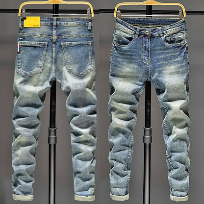 Men Holes Ripped Patchwork Jeans Streetwear Slim