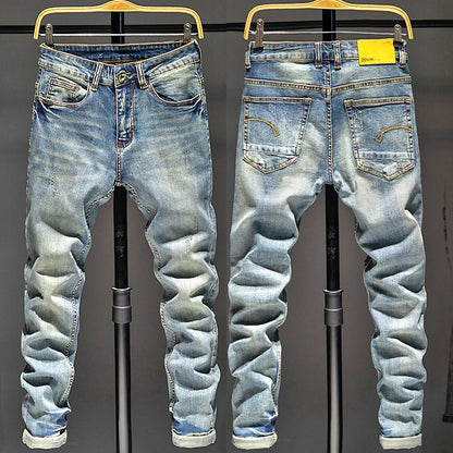 Men Holes Ripped Patchwork Jeans Streetwear Slim