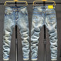 Men Holes Ripped Patchwork Jeans Streetwear Slim