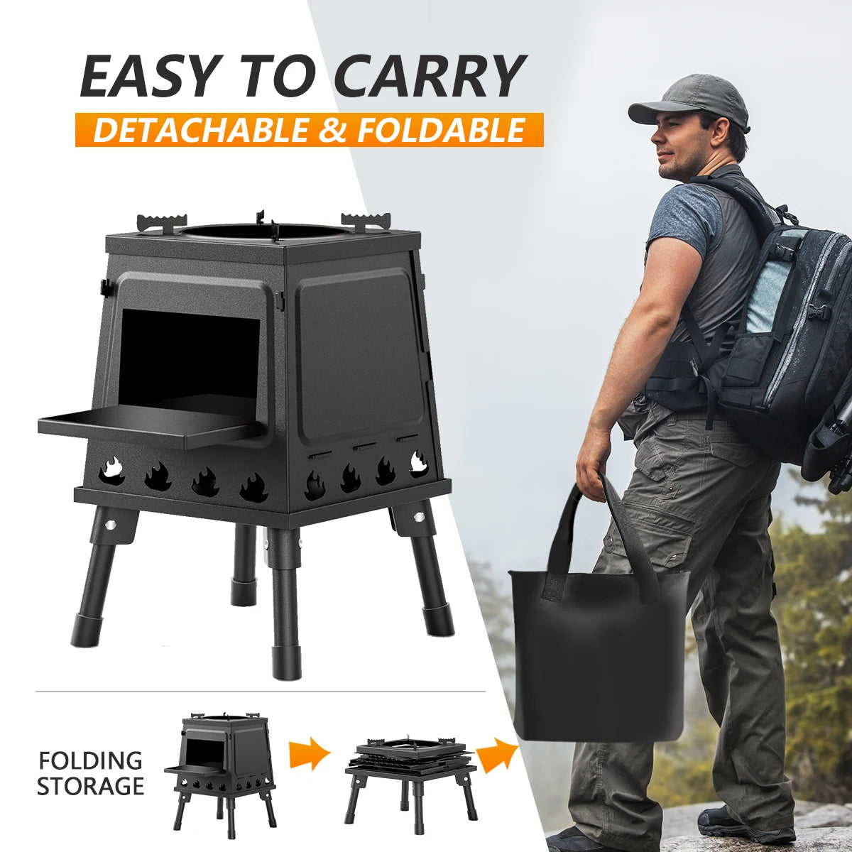 Wood Burning Camp Stove Portable Cast Iron