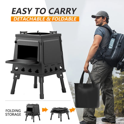 Wood Burning Camp Stove Portable Cast Iron