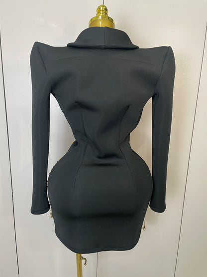 Sparkly Crystal Pearls Long Sleeve Mini Dress