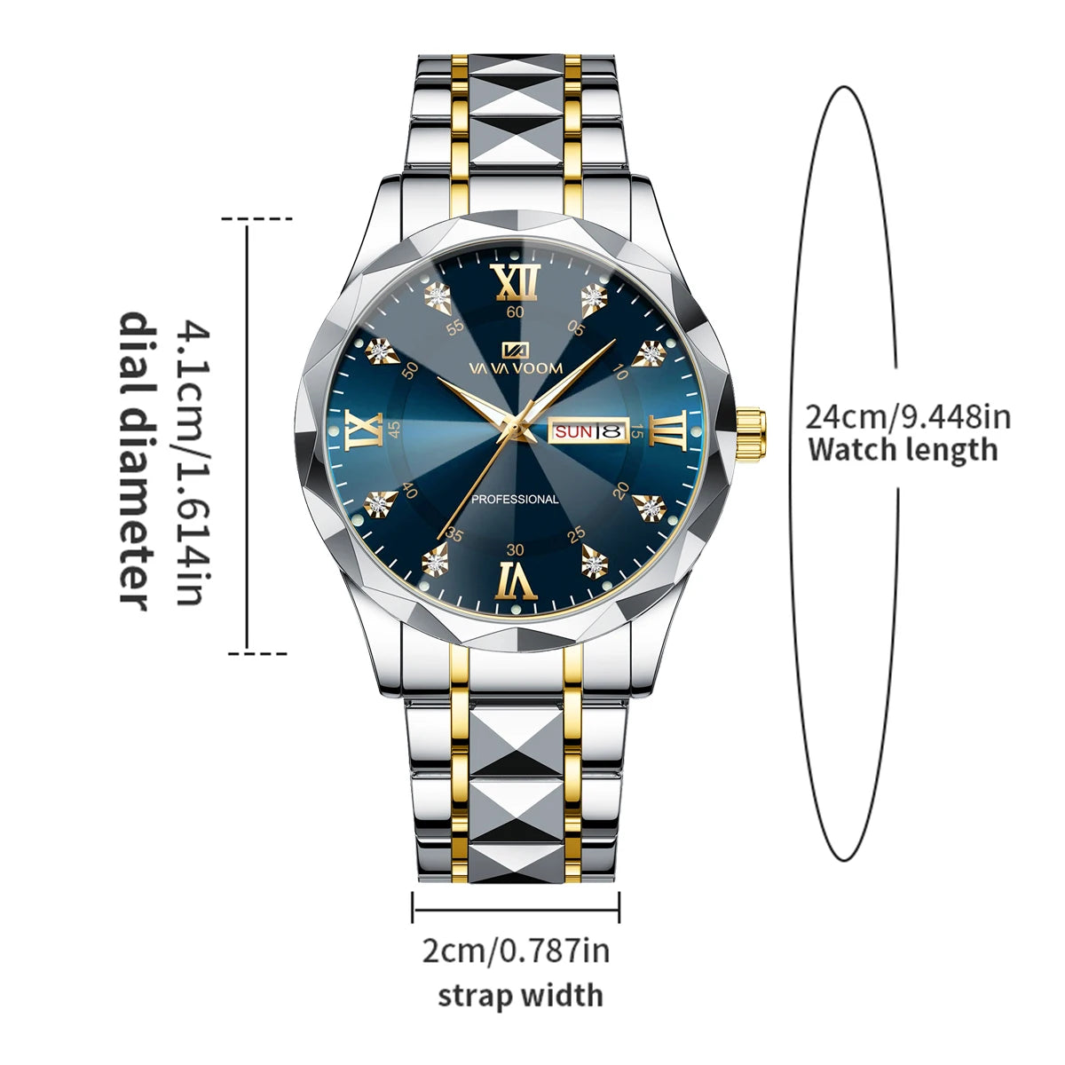 Diamond Luxury Night Glow Double Calendar Quartz