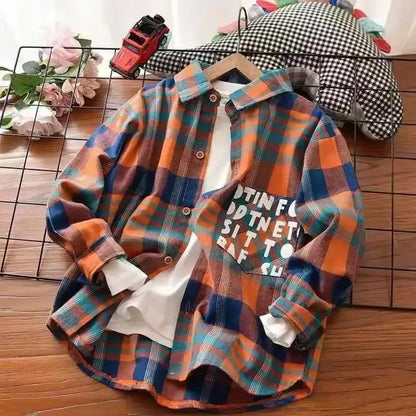 Boys' Long Sleeve Checkered Shirt for Toddler