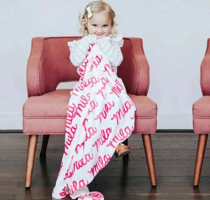 Personalized Color Blanket Baby Name Swaddle Fleece