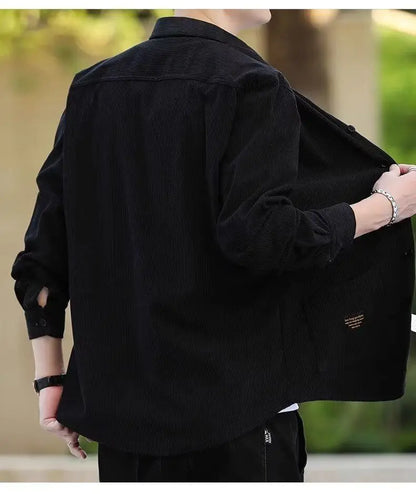 Men's Corduroy Textured Fleece Lining Thermal Coat