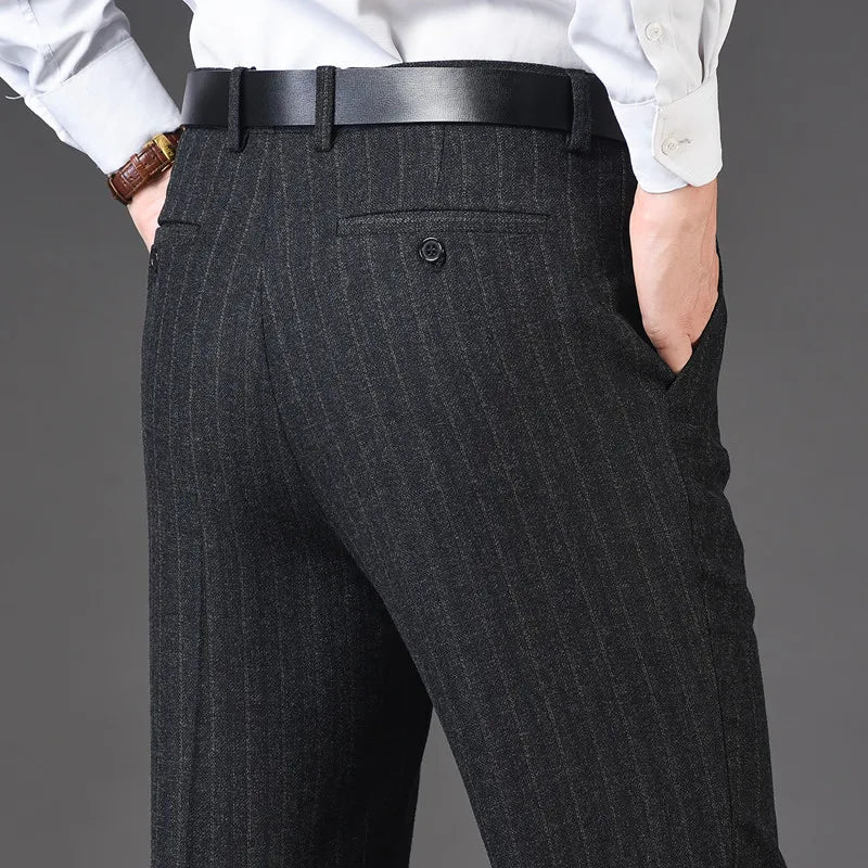Mens High Waist Wool Trousers Cashmere Suit
