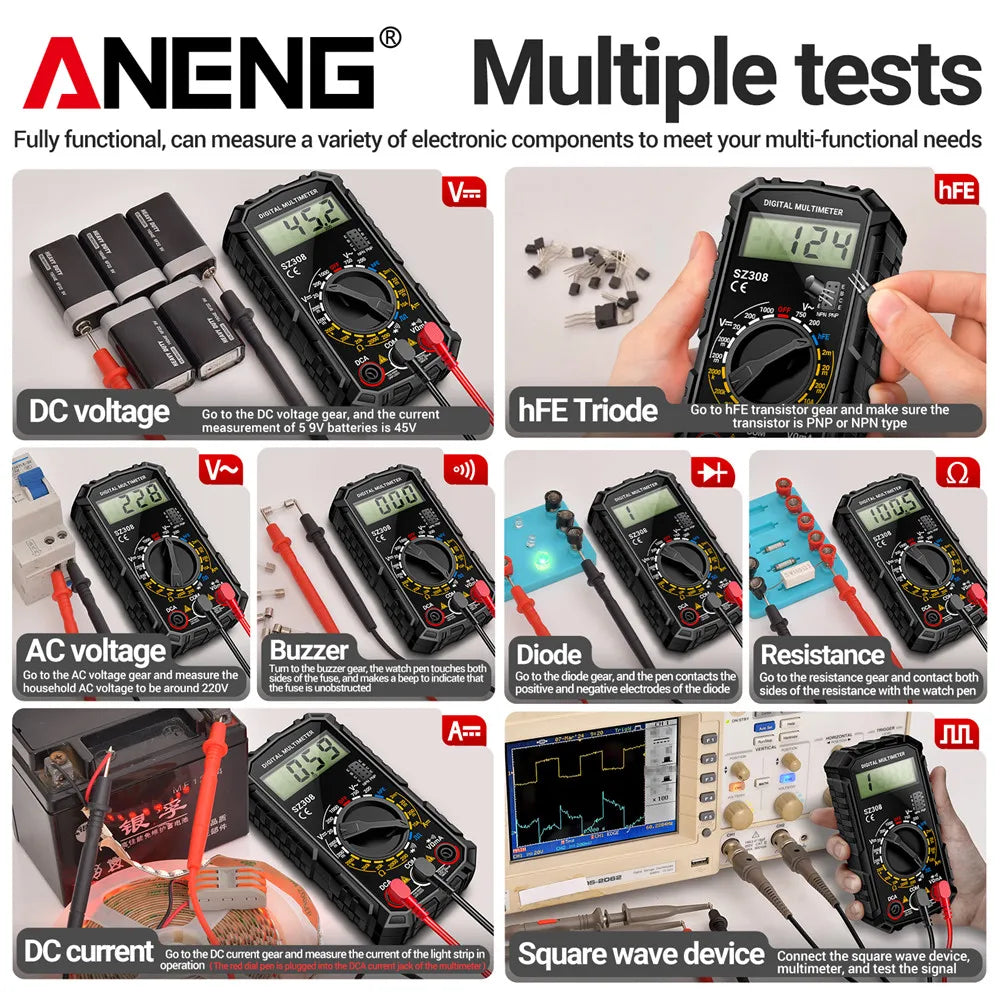 Digital Multimeter   AC/DC Current Meter Voltage Resistance
