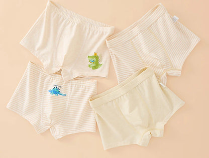4PCS Boys Colored Cotton Breathable Comfort Underwear