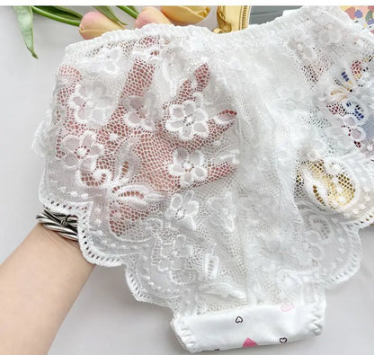 Men's Lace Bowtie Briefs Flower Emroid Sweet Panties