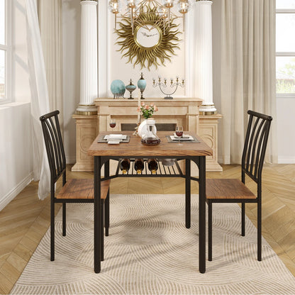 3-Piece Dining Table Set for 2 with Storage Rack