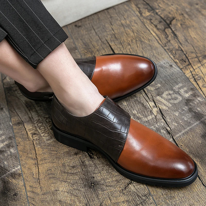 Golden Sapling Dress Patchwork Leather Shoes