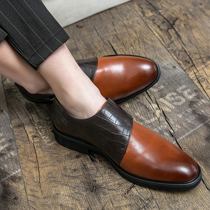 Golden Sapling Dress Patchwork Leather Shoes