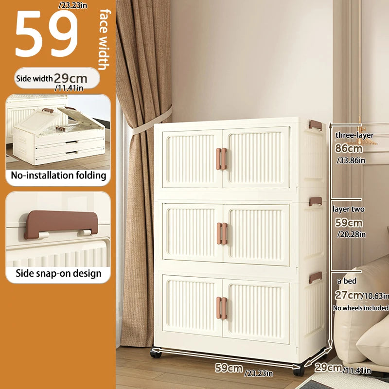 Foldable Plastic Storage Cabinet, Easy Assembly