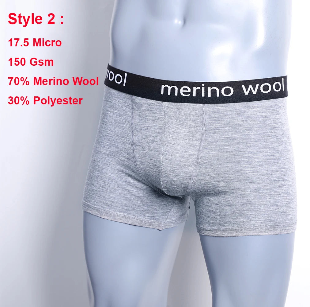 Mens Merino Wool Boxer Brief Breathable Fitness