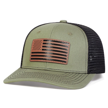 1piece Unisex American Flag Leather Baseball Caps