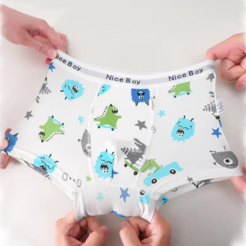 4PCS Boys Cute Cotton Comfort Antibacterial Underwear