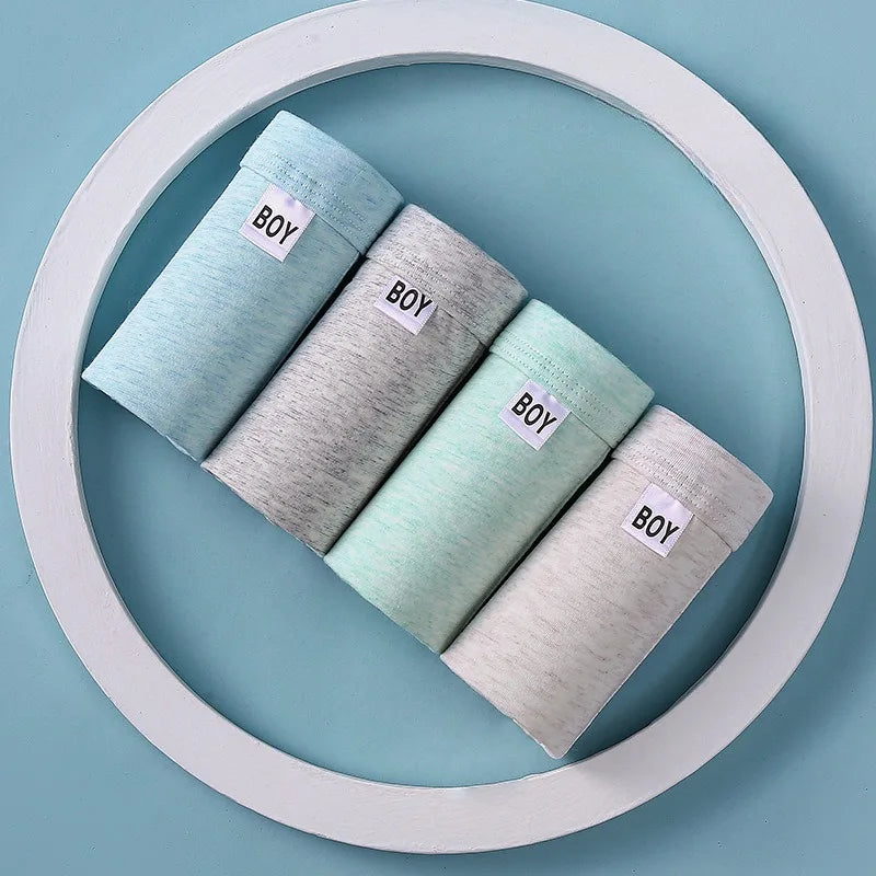4PCS Cotton Antibacterial Boys Breathable Briefs