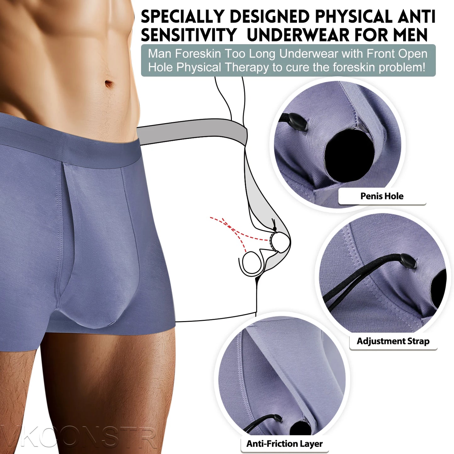 Dual Pouch Breathable Physical Therapy Boxers Men