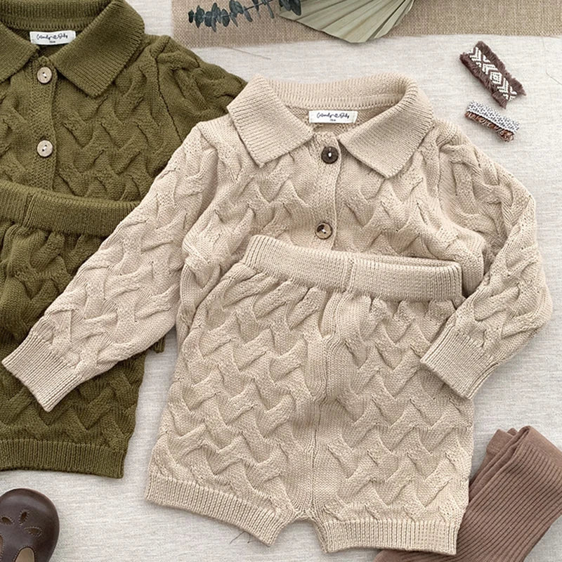 Boys/Girls Baby Knit Sweater Cardigan + Shorts