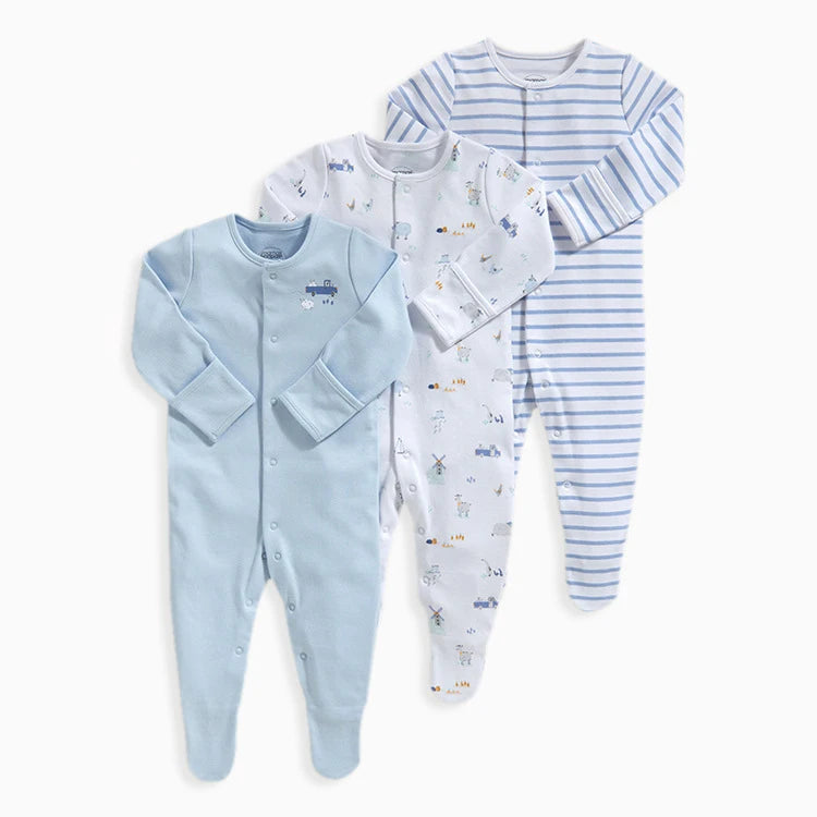 100% Cotton 3 Pcs Boys/Girls Romper Pajamas Jumpsuit