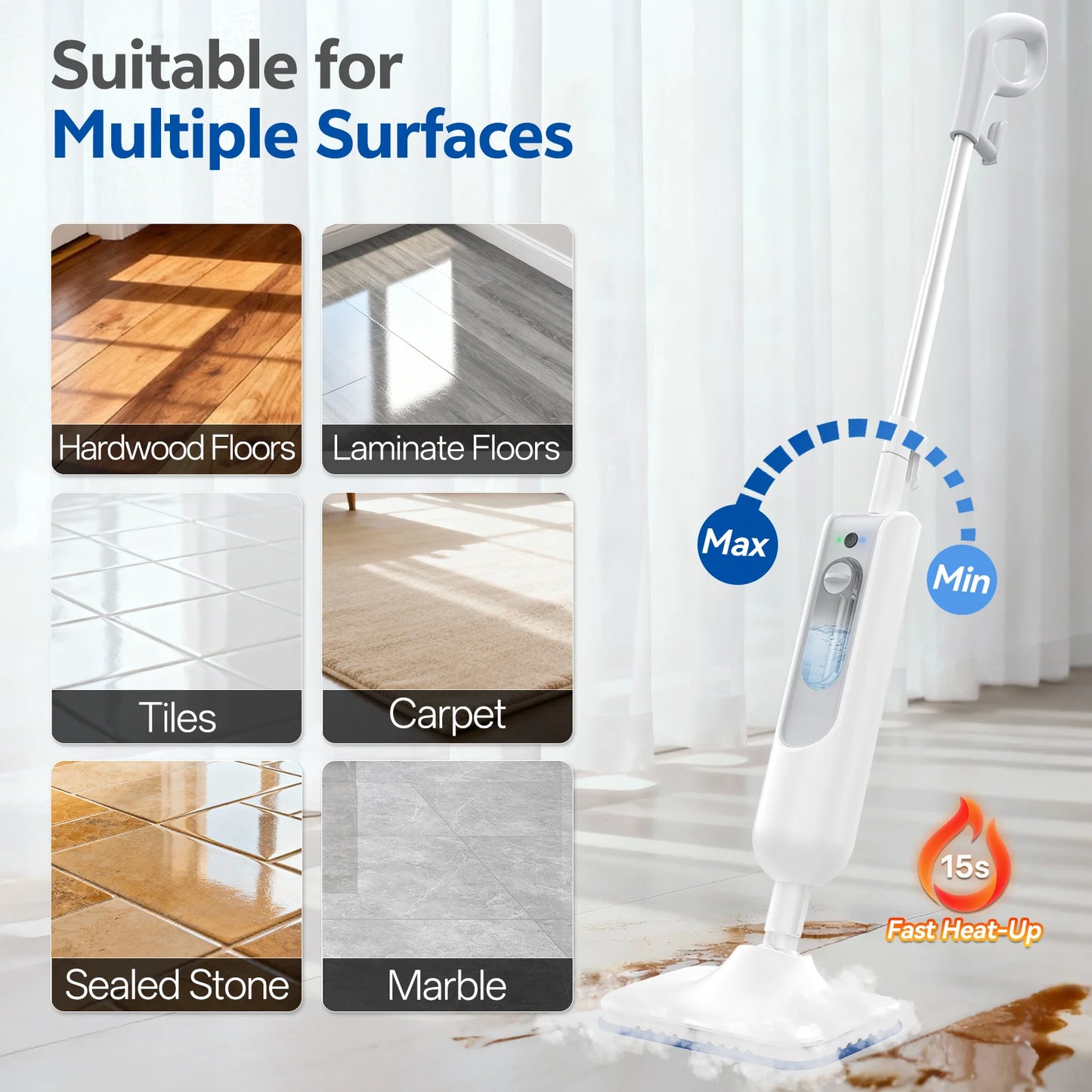 Powerful Mop Scrubbing Steam Cleaner Detachable Floor
