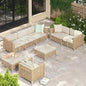 7 Piece Rattan Gray Wicker Outdoor Sectional Furniture Set