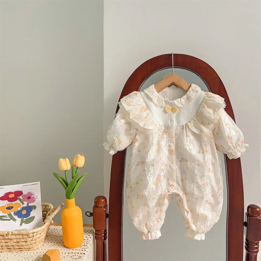 Infant Princess Style Cute Floral Lace Jumpsuits