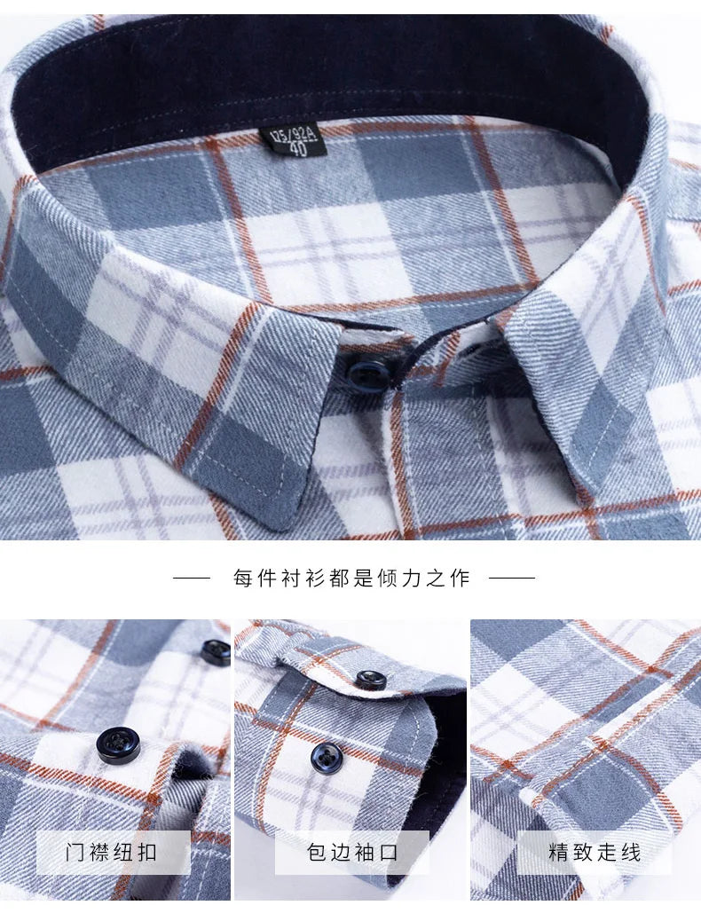 Flannel Plaid Long Sleeve Turn-down Shirts