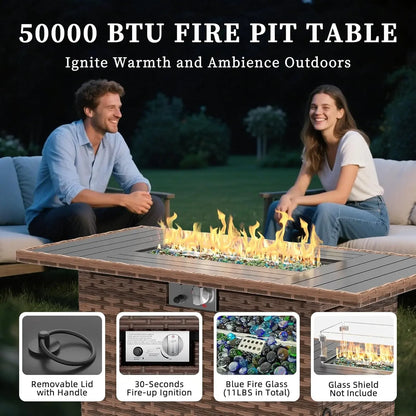 8 Piece Sectional Sofas, All-Weather With Fire Pit