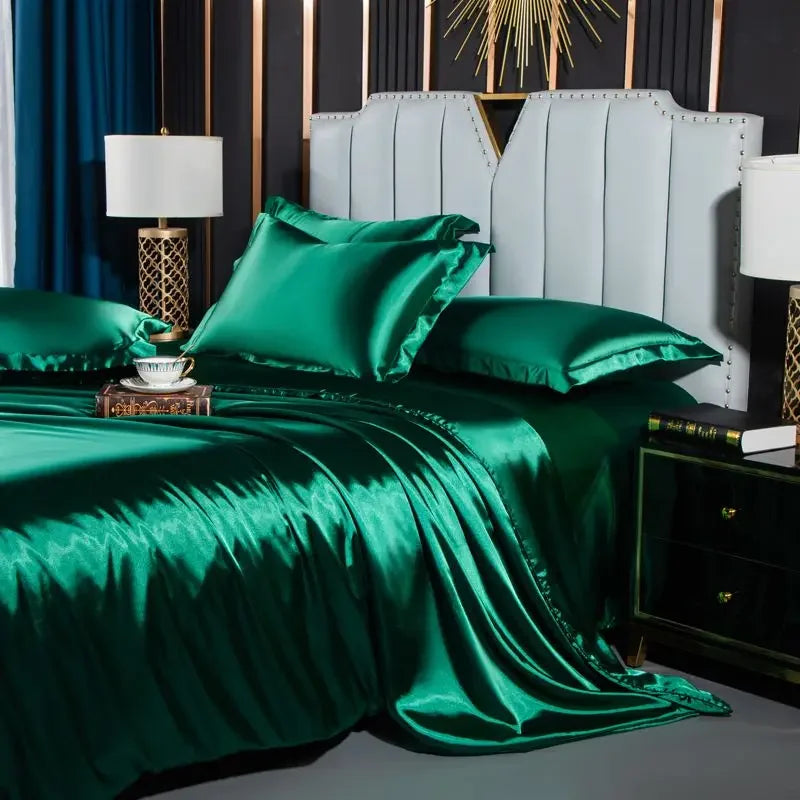 Silk Duvet Cover Bed Sheet Pillowcase Luxury