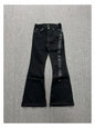 Basic Black Ribbon Loose Flared Casual Jeans