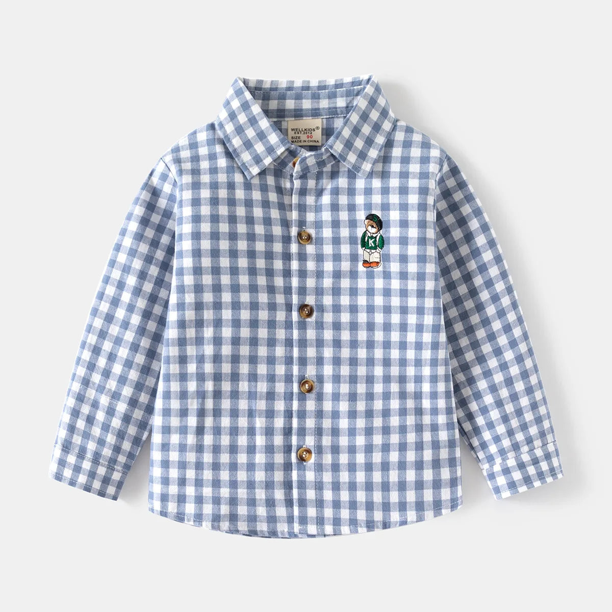 Kids Shirts With Collar Long Sleeved Plaid